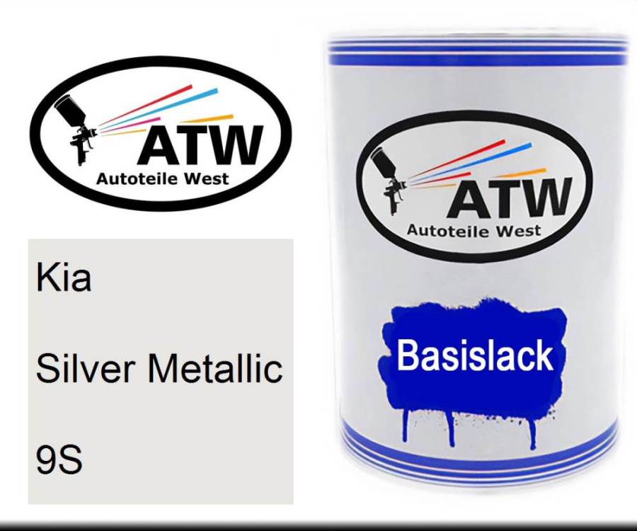 Kia, Silver Metallic, 9S: 500ml Lackdose, von ATW Autoteile West.